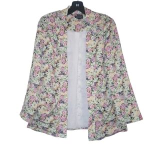 Topshop Floral Collared Open Blazer